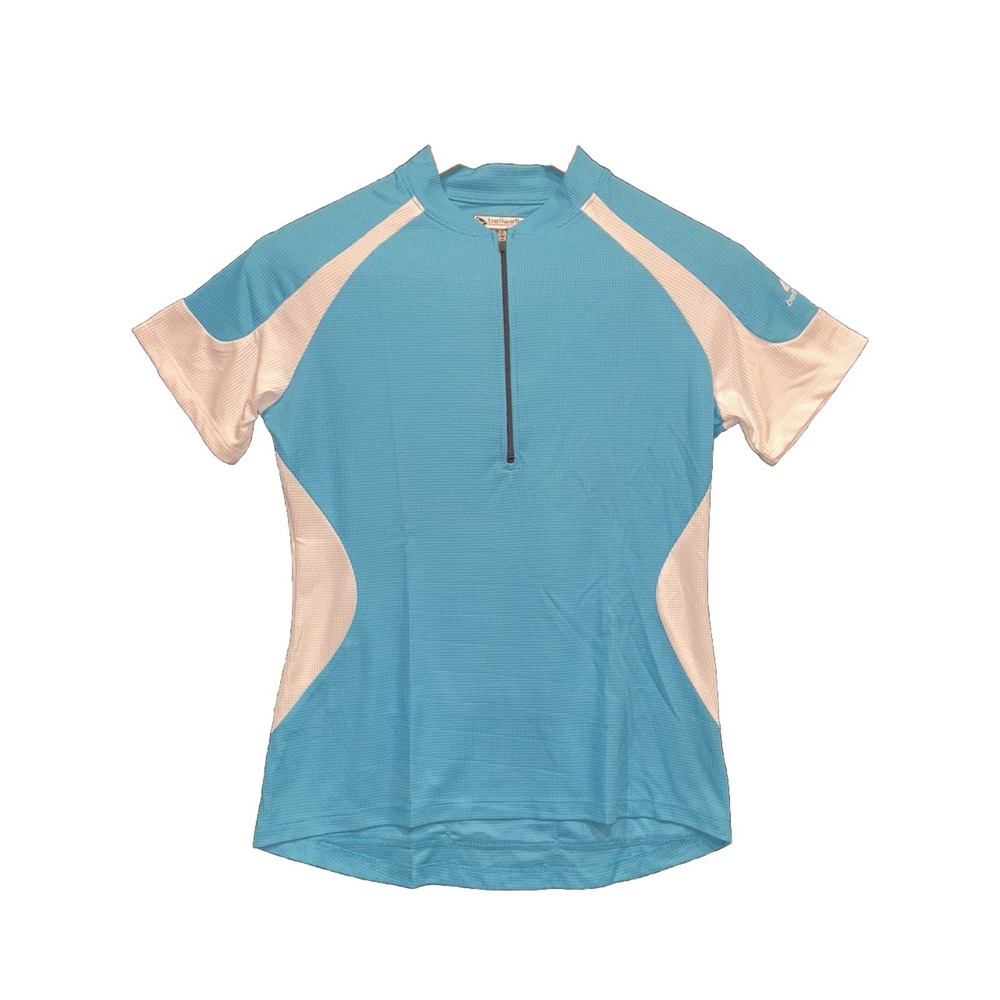 Bellwether Women's Cycling Bicycle Jersey Top Shirt Medium Teal &‎ White 1/2 Zip